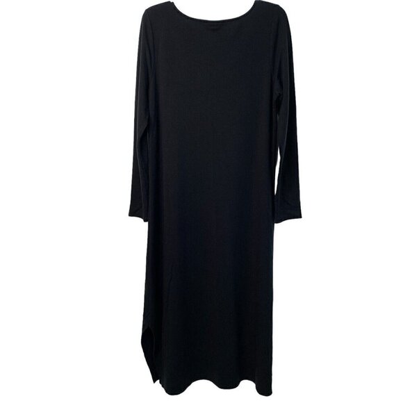 Pure Jill Size Medium Luxe Soft Stretchy Long Sleeve Boat Neck Maxi Dress Black - Picture 4 of 5